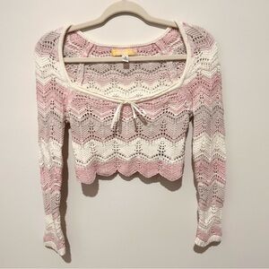 Urban Outfitters Knit Pink Mixed Striped Cropped Festival Sweater S Boho